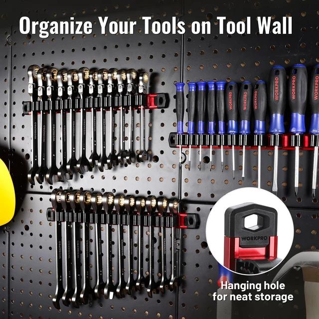Alt view image 5 of 7 - Magnetic Screwdriver and Wrench Organizer Set, 36-Slot Tool Holders 3-Pack Aluminum Rails, Magnetic Force, Flexible High-Tension Tool Clips, For Tool Box Drawer & Wall-Mount Storage