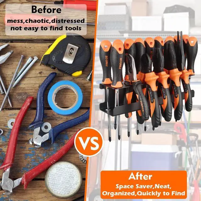 Alt view image 6 of 6 - Screwdriver Organizer Rack Heavy Duty,Magnetic Mount Screwdriver Holder Plier Organizer,Magnetic Tool Holder Storage Holder for Various Screwdrivers Pliers Shears Tool Chest Cart Workbench