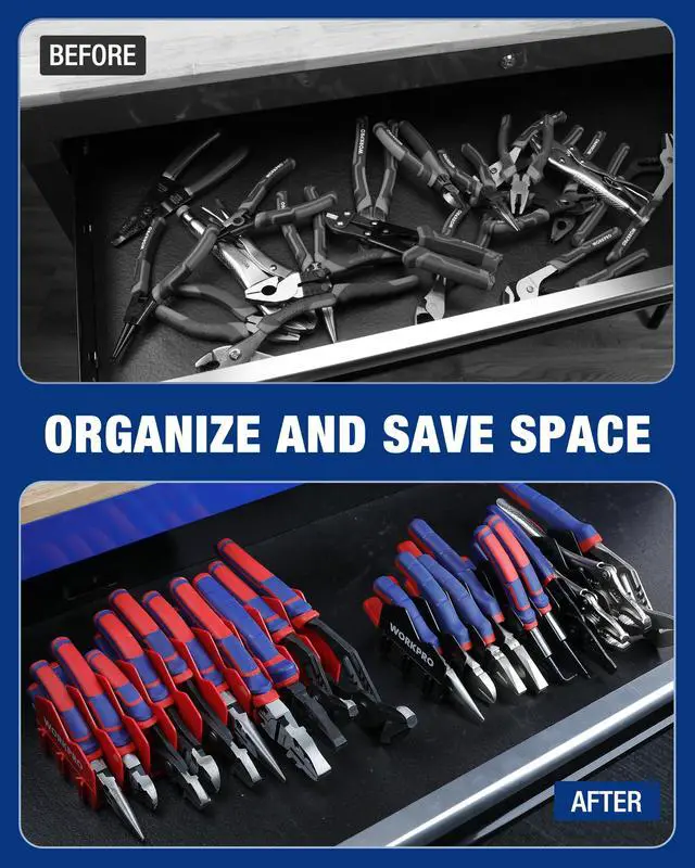 Alt view image 3 of 7 - 2-Pack Plier Organizer Rack, Pliers Holder and Cutter Organizers with Non-Slip Rubber Base, 20-Slot Tool Box Organizer, Tool Drawer Organizer, Tool Storage, Plier Rack (Pliers Not Included)