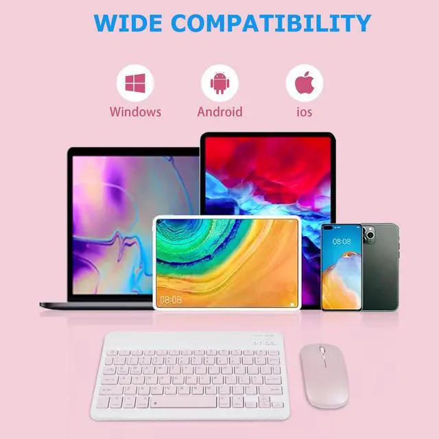 Alt view image 4 of 7 - Bluetooth Wireless Keyboard and Mouse Combo,Ultra-Slim Ergonomic Small Rechargeable Bluetooth Keyboard Mouse Gift for Men Women Boy Girl Apple iPad iPhone Samsung Tablet Phone Android PC Computer Mac