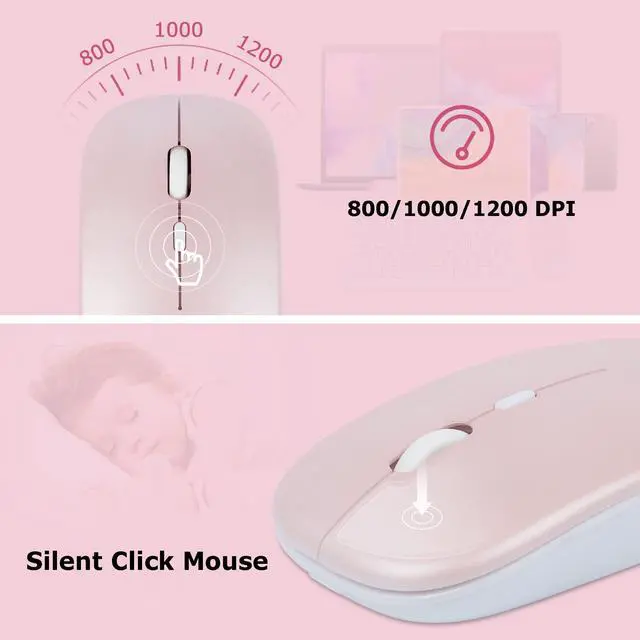 Alt view image 7 of 7 - Bluetooth Wireless Keyboard and Mouse Combo,Ultra-Slim Ergonomic Small Rechargeable Bluetooth Keyboard Mouse Gift for Men Women Boy Girl Apple iPad iPhone Samsung Tablet Phone Android PC Computer Mac