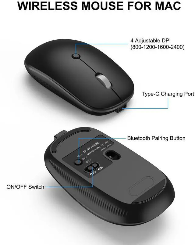 Alt view image 6 of 7 - Bluetooth Keyboard and Mouse Combo for Mac, Rechargeable Wireless Keyboard Mouse, Multi-Device Connection, Quiet Keys, Metal Frame, for Travel & Desk, Compatible with MacBook Pro/Air, iPad, iPhone