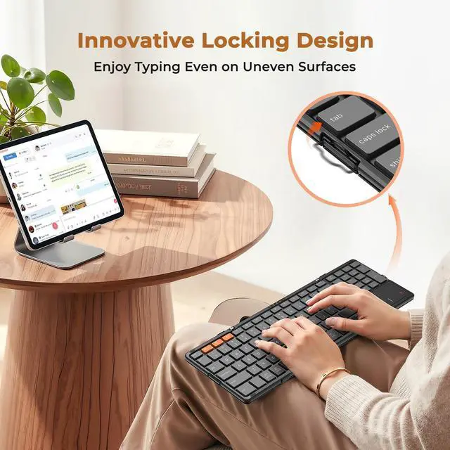 Alt view image 2 of 7 - Foldable Keyboard with Touchpad, Bluetooth Keyboard, Numeric Keypad