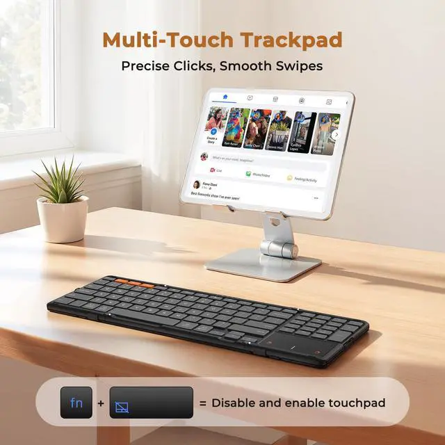 Alt view image 3 of 7 - Foldable Keyboard with Touchpad, Bluetooth Keyboard, Numeric Keypad