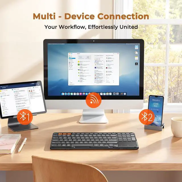 Alt view image 4 of 7 - Foldable Keyboard with Touchpad, Bluetooth Keyboard, Numeric Keypad