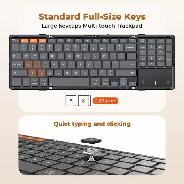 Alt view image 6 of 7 - Foldable Keyboard with Touchpad, Bluetooth Keyboard, Numeric Keypad