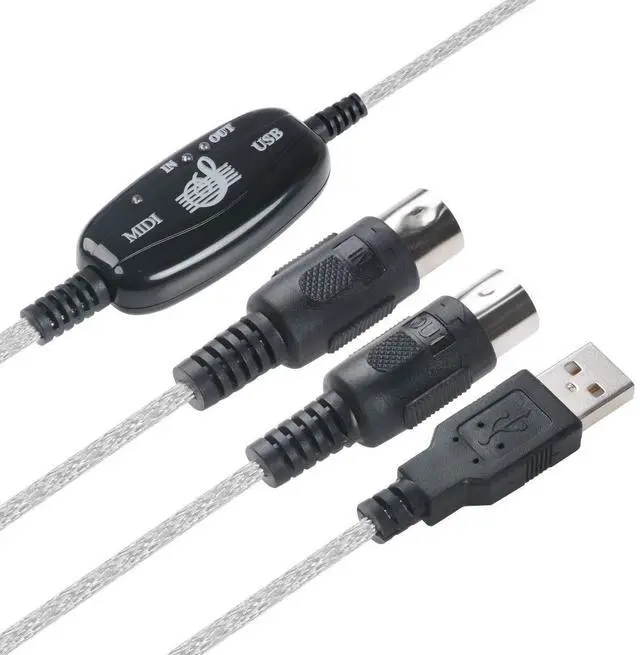 Alt view image 2 of 7 - USB to MIDI Cable Converter 2 in 1 PC to Synthesizer Music Studio Keyboard Interface Wire Plug Controller Adapter Cord 16 Channels Supports Computer Laptop Windows and Mac