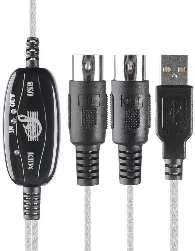 Alt view image 3 of 7 - USB to MIDI Cable Converter 2 in 1 PC to Synthesizer Music Studio Keyboard Interface Wire Plug Controller Adapter Cord 16 Channels Supports Computer Laptop Windows and Mac