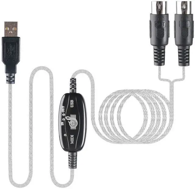 Alt view image 4 of 7 - USB to MIDI Cable Converter 2 in 1 PC to Synthesizer Music Studio Keyboard Interface Wire Plug Controller Adapter Cord 16 Channels Supports Computer Laptop Windows and Mac