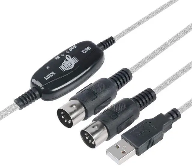 Main image of USB to MIDI Cable Converter 2 in 1 PC to Synthesizer Music Studio Keyboard Interface Wire Plug Controller Adapter Cord 16 Channels Supports Computer Laptop Windows and Mac