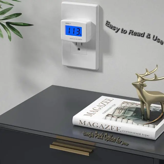 Alt view image 2 of 7 - Flat US Plug AC 80-300V LCD Digital Voltmeter Voltage Measuring Monitor, AC 110V 220V Voltage Panel Power Line Volt Test Monitor Gauge Meter for Household Plug into Outlet to Measure Voltage