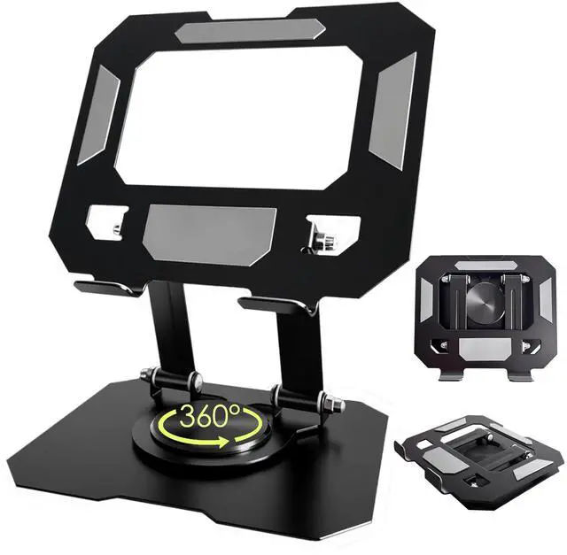 Main image of Tablet Stand for iPad, 360° Rotating Desktop Holder, Carbon Steel Adjustable Foldable Desk Holder, for iPad Pro Air Samsung, for 4" -13" Tablets, Portable Home/Office, 2026 Upgraded - Black