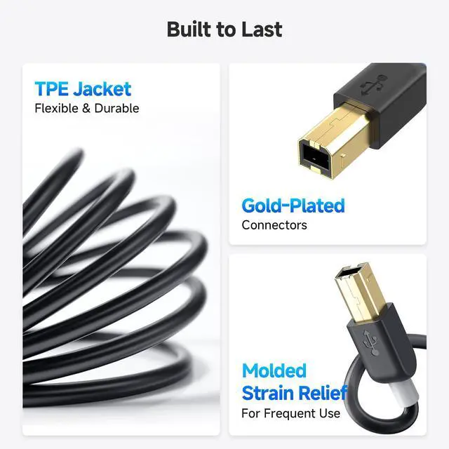 Alt view image 6 of 7 - USB B to USB C Cable - 3.3ft, USBC to USBB Cable, MIDI to USBC Cord, Compatible with Printer, Scanner, MIDI Controller/Keyboard/DAC/Yamaha Casio Digital Piano for iPad, Black