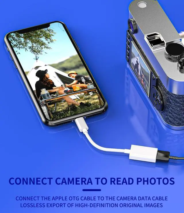 Alt view image 7 of 7 - Iphone OTG Adapter(2Pack)Dongle Lightning Male to USB Female Converter Cable Camera Card Reader Flash Drive Keyboard Mouse MIDI U Disk Hub for 14 13 12 11 Pro Max Mini Xr X Se 8 7 Plus Ipad Air