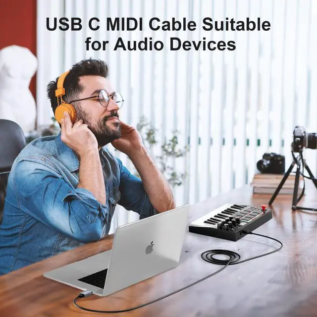 Alt view image 2 of 7 - USB C MIDI Cable, Type C to USB 2.0 MIDI Interface Cable for Midi Controller, Keyboard, Audio Interface for ipad, Samsung, Laptop, MacBook, 5FT USB B to USB C Printer Cable Black