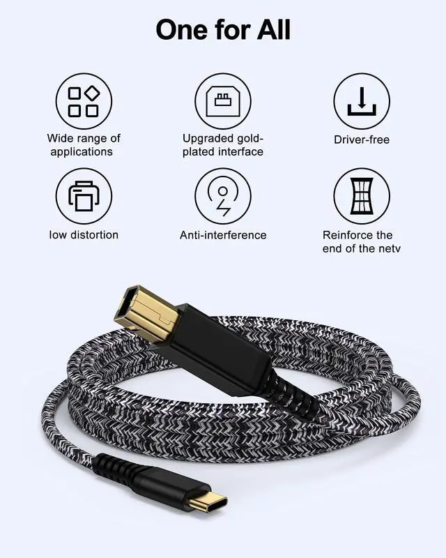 Alt view image 2 of 7 - USB C Printer Cable 6Feet, USB Type B 2.0 to Type C Scanner Printer Cord