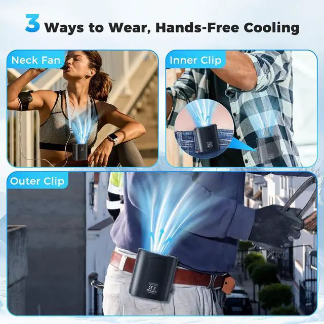 Alt view image 5 of 7 - Portable Waist Fan for Work, 15000RPM Powerful Hands-Free Clip On Body Fans, 120-Speed Wearable Personal Cooling Belt Fan, 10000mAh Rechargeable Under-Shirt Fans for Construction, Camping, Jobsite