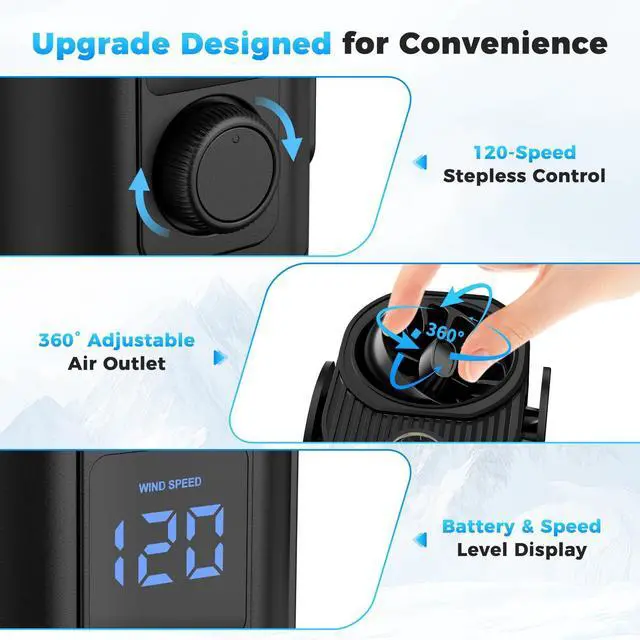 Alt view image 7 of 7 - Portable Waist Fan for Work, 15000RPM Powerful Hands-Free Clip On Body Fans, 120-Speed Wearable Personal Cooling Belt Fan, 10000mAh Rechargeable Under-Shirt Fans for Construction, Camping, Jobsite