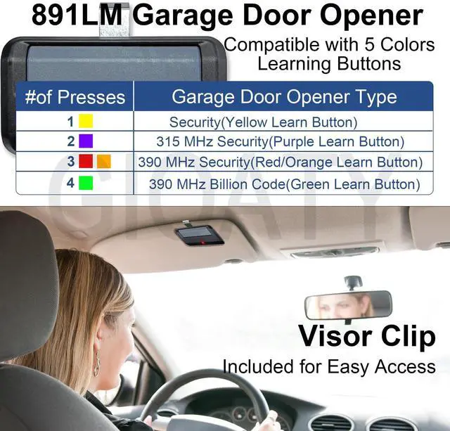 Alt view image 3 of 7 - 2 for Chamberlain Craftsman LiftMaster Garage Door Opener Remote Replacement, Replaces 891LM 893LM 893MAX 370LM 371LM 373LM 971LM 973LM, no Wait Wireless Remote Keyless Entry, Safe Security