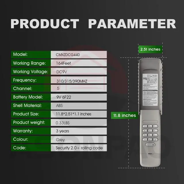 Alt view image 7 of 7 - for Sears Craftsman Wireless Universal Garage Door Opener Keypad CMXZDCG440
