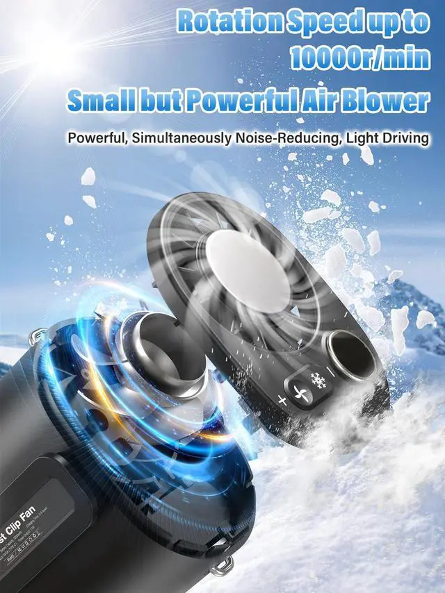 Alt view image 5 of 7 - Waist Worn Fan Belt Fan Waist Fan Cooling Handheld Fan Cooling Plate 100-Level Wind Speed Adjustment LED Display Type-C Fast Charging Neck-Worn Handheld Desktop Outdoor Work Construction Gift (black)