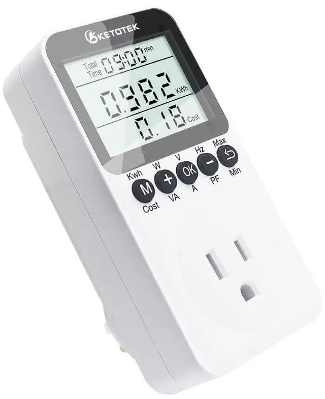 Main image of Watt Meter Plug-in Socket Power Meter, Kilowatt Wattage Voltage Tester, Home Electricity Usage Monitor with Overload Protection, LCD Display Energy Voltage Amps Power Consumption Monitor