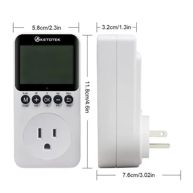 Alt view image 6 of 7 - Watt Meter Plug-in Socket Power Meter, Kilowatt Wattage Voltage Tester, Home Electricity Usage Monitor with Overload Protection, LCD Display Energy Voltage Amps Power Consumption Monitor