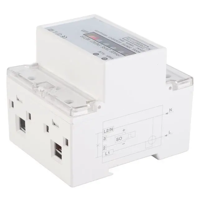 Alt view image 6 of 7 - Kilowatt Usage Meter, 220V/230V 50/60Hz Single Phase KWh Meter, 4P DIN Rail Electric Energy Meter with Double Color LED, 10-40A Electricity Power Consumption Wattmeter