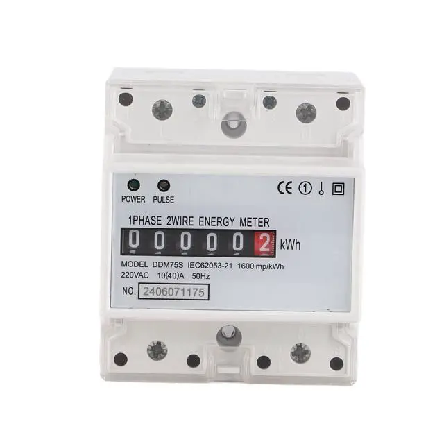 Alt view image 5 of 7 - Kilowatt Usage Meter, 220V/230V 50/60Hz Single Phase KWh Meter, 4P DIN Rail Electric Energy Meter with Double Color LED, 10-40A Electricity Power Consumption Wattmeter