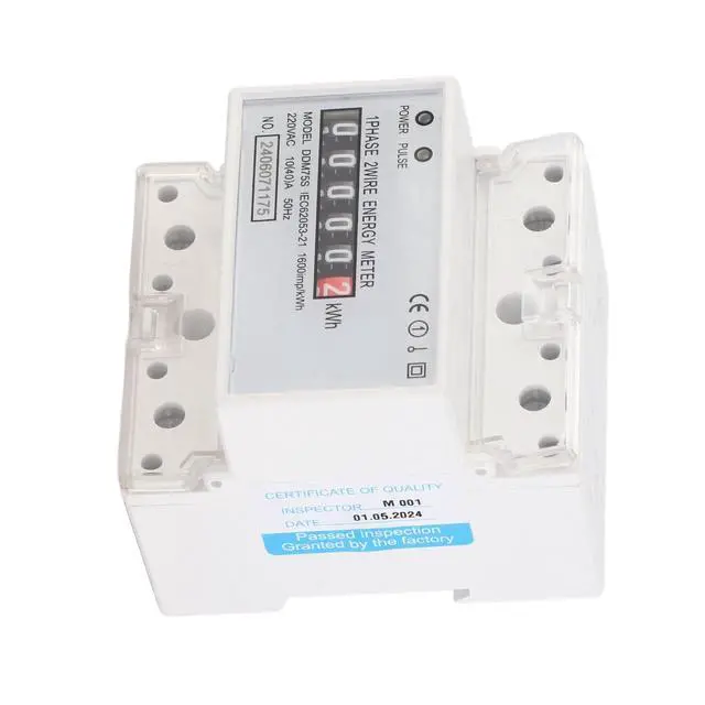 Alt view image 2 of 7 - Kilowatt Usage Meter, 220V/230V 50/60Hz Single Phase KWh Meter, 4P DIN Rail Electric Energy Meter with Double Color LED, 10-40A Electricity Power Consumption Wattmeter