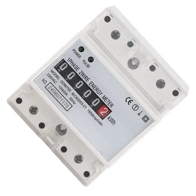 Alt view image 3 of 7 - Kilowatt Usage Meter, 220V/230V 50/60Hz Single Phase KWh Meter, 4P DIN Rail Electric Energy Meter with Double Color LED, 10-40A Electricity Power Consumption Wattmeter