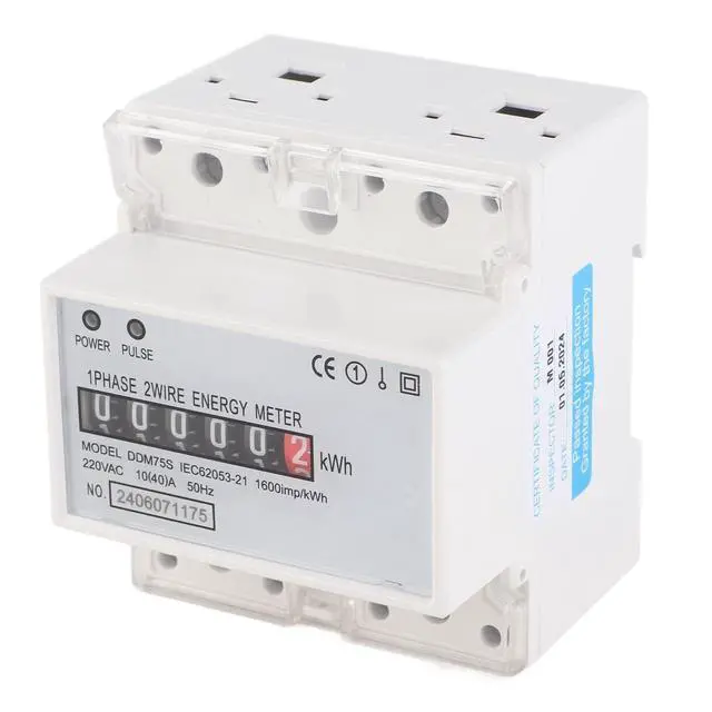 Main image of Kilowatt Usage Meter, 220V/230V 50/60Hz Single Phase KWh Meter, 4P DIN Rail Electric Energy Meter with Double Color LED, 10-40A Electricity Power Consumption Wattmeter