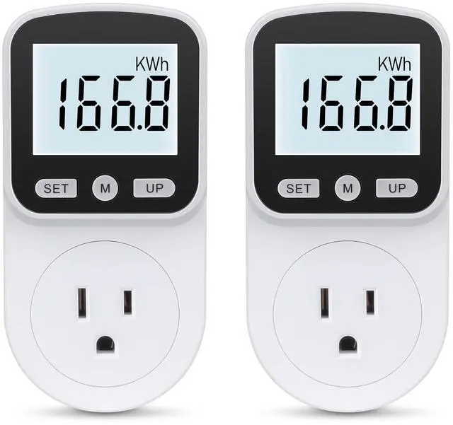 Main image of 2 Pack Watt Meter Power Meter Plug Home Energy Monitor Electricity Usage Monitor, Electrical Usage Monitor, Energy Voltage Amps Meter Tester with Backlight, Overload Protection, 8 Display Modes