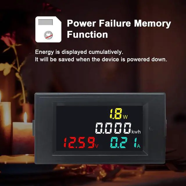Alt view image 3 of 7 - Voltmeter Ammeter DC 14-600V 20A, 4 in 1 Multimeter Panel Kwh Volt Amp Watt Meter, Digital Power Meter Energy Monitor DC Current Meter with Built-in Shunt