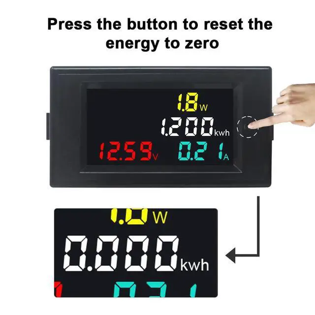 Alt view image 4 of 7 - Voltmeter Ammeter DC 14-600V 20A, 4 in 1 Multimeter Panel Kwh Volt Amp Watt Meter, Digital Power Meter Energy Monitor DC Current Meter with Built-in Shunt