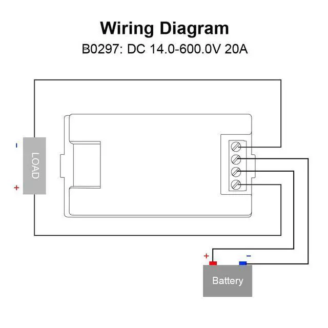 Alt view image 6 of 7 - Voltmeter Ammeter DC 14-600V 20A, 4 in 1 Multimeter Panel Kwh Volt Amp Watt Meter, Digital Power Meter Energy Monitor DC Current Meter with Built-in Shunt