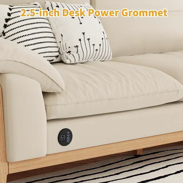 Alt view image 5 of 6 - 2-1/2" Desk Power Grommet, PD 20W USB-C, 2 AC Outlets | Flush Mount Recessed Outlet for Home, Office, Conference Room, RV Table