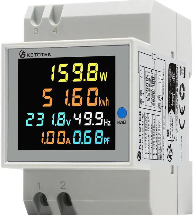 Main image of Single Phase Energy Meter Din Rail Electricity Usage Monitor AC 40-300V 100A Voltmeter Ammeter Watt Kwh Frequency Power Meter Built-in CT 110V