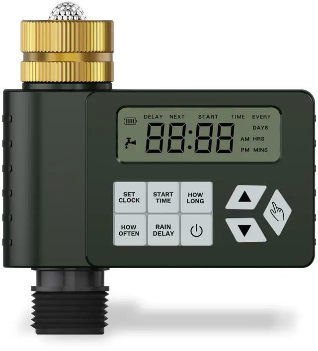 Main image of Hose Faucet Water Timer for Outdoor Garden with Brass Inlet, Programmable Sprinkler Timer with Rain Delay/Manual/Automatic Mode, IP67 Leak-Proof Design for Lawn Yard, 1 Outlet