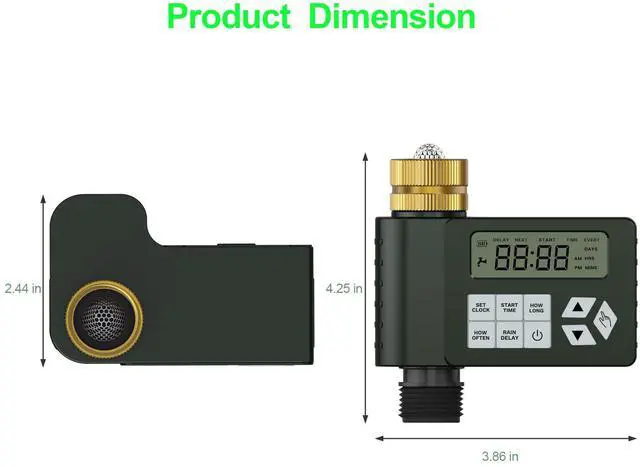 Alt view image 7 of 7 - Hose Faucet Water Timer for Outdoor Garden with Brass Inlet, Programmable Sprinkler Timer with Rain Delay/Manual/Automatic Mode, IP67 Leak-Proof Design for Lawn Yard, 1 Outlet