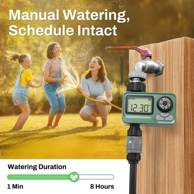 Alt view image 6 of 7 - Programmable Sprinkler Timer with Rain Delay Waterproof Digital Water Timer for Garden Hoses, Manual & Auto Modes Ideal for Lawn, Yard, Drip Irrigation System, 1 Outlet