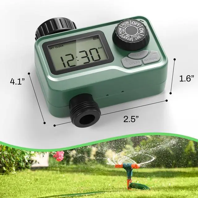 Alt view image 7 of 7 - Programmable Sprinkler Timer with Rain Delay Waterproof Digital Water Timer for Garden Hoses, Manual & Auto Modes Ideal for Lawn, Yard, Drip Irrigation System, 1 Outlet