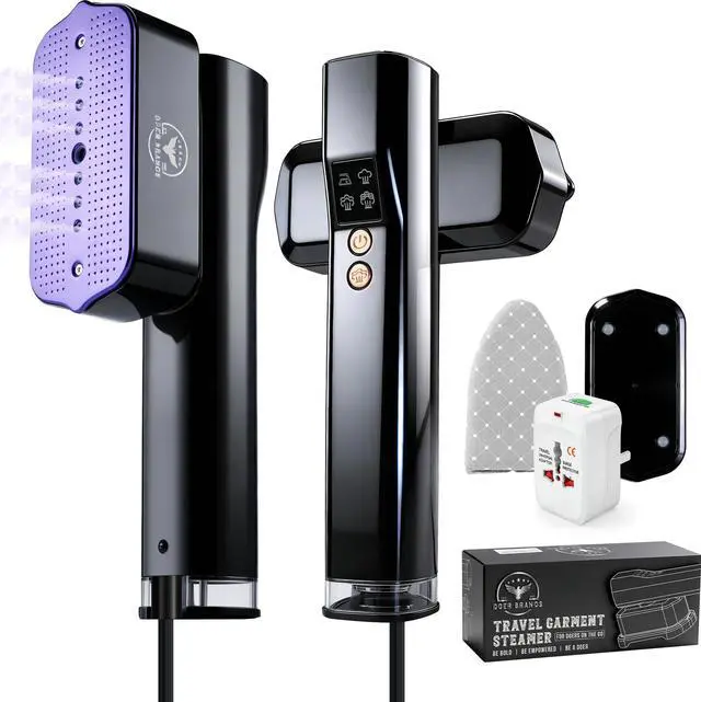 Main image of Doer Brands Travel Steamer for Clothes Dual Voltage 110-240V, Handheld Steamer, 1100W Powerful Wrinkle Remover, Ceramic Panel, 3 Steam Levels & 360° Rotating Head,Travel Kit with Universal Adapter
