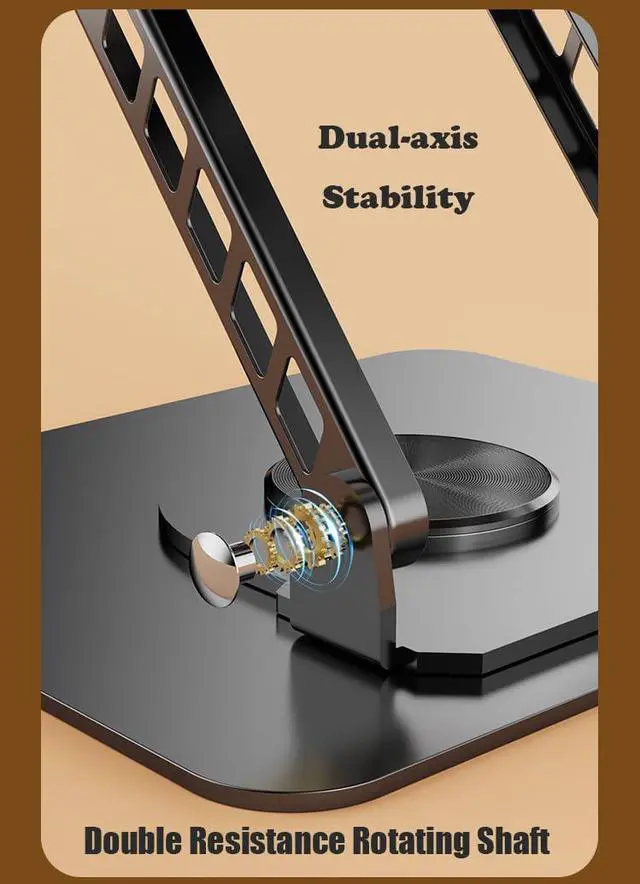 Alt view image 7 of 7 - Laptop Tablet Cooling Stand with 360° Rotation Base and USB Dual Cooler, Adjustable Height Support Compatible with Tablets, iPad, 10-17" Notebook (Silver)