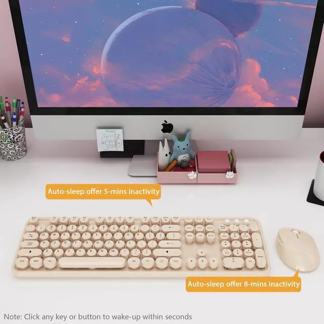 Alt view image 4 of 7 - Cute Colorful Wireless Keyboard and Mouse Combo