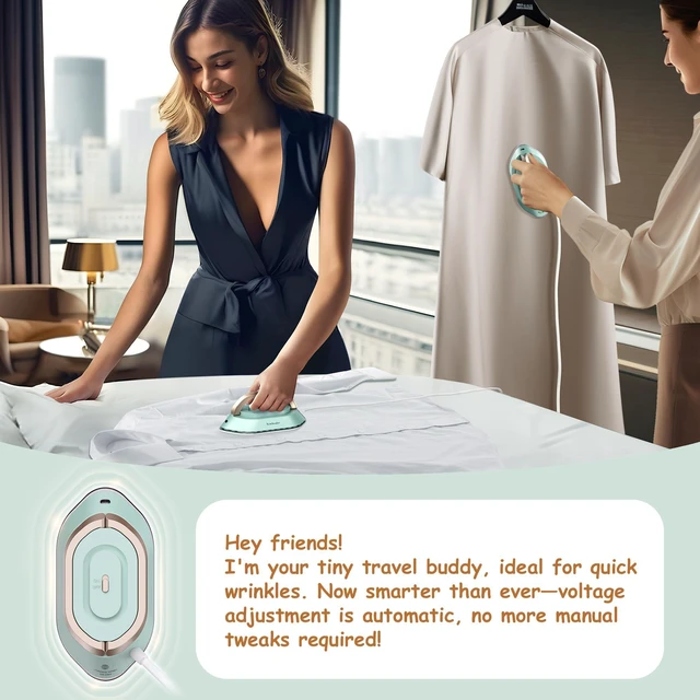 Alt view image 6 of 7 - Travel Iron Set, 100-240V Mini Dry Iron for Clothes (No Steam) | Max 300W, Heats in 60s, 302 Ceramic Soleplate, Handy Heat Press, 0.5lbs Lightweight for Quick Touch-ups Worldwide
