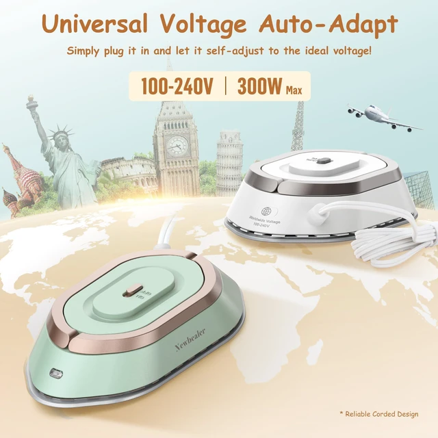 Alt view image 3 of 7 - Travel Iron Set, 100-240V Mini Dry Iron for Clothes (No Steam) | Max 300W, Heats in 60s, 302 Ceramic Soleplate, Handy Heat Press, 0.5lbs Lightweight for Quick Touch-ups Worldwide