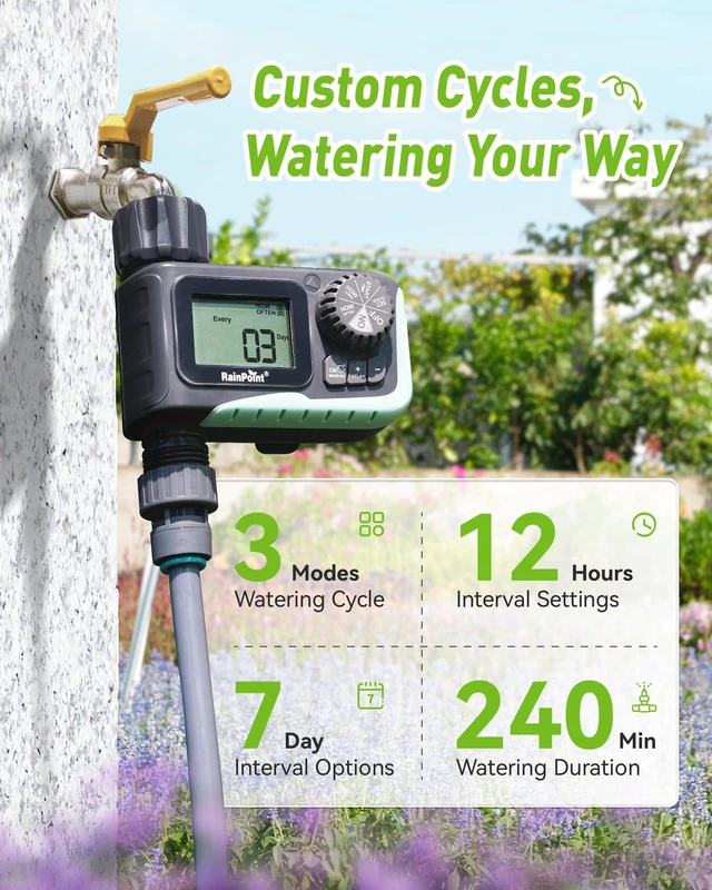 Alt view image 5 of 7 - Sprinkler Timer Outdoor, Water Timer for Garden Hose, Programmable Watering Irrigation Timer with Rain Delay/Manual(Plastic)