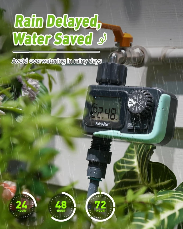 Alt view image 6 of 7 - Sprinkler Timer Outdoor, Water Timer for Garden Hose, Programmable Watering Irrigation Timer with Rain Delay/Manual(Plastic)