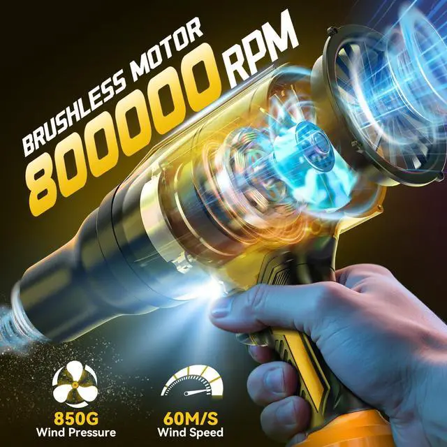 Alt view image 3 of 7 - 800,000 RPM Leaf Blower Compatible with Dewalt 20V: Ecarke Cordless Dust Blower, Electric Turbo Jet Blower Handheld Battery Powered with Brushless Motor for Patio Garden Lawn (Tool Only, No Battery)